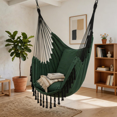 Green Lounge Chair, Spacious And Sturdy, With Double Cushions For Added Comfort, Side Pockets, 500 Lb Load Capacity, Includes Installation Kit.