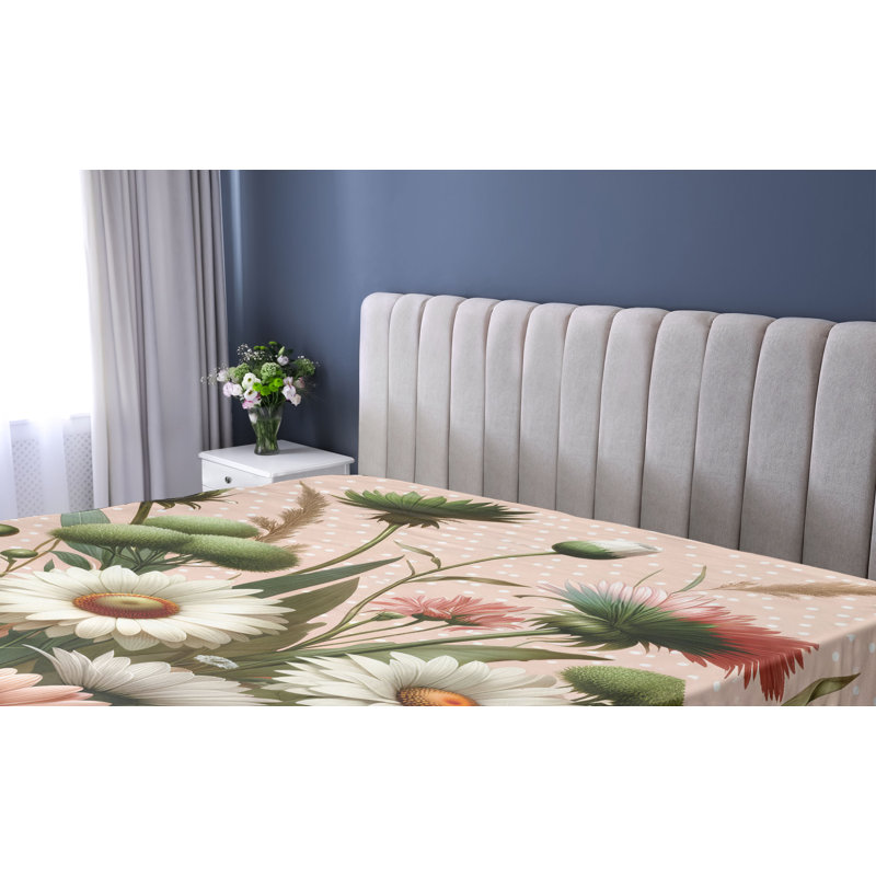 Microfiber Floral Fitted Sheet, Queen
