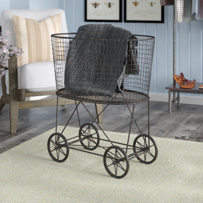 Metal Rolling Laundry Cart with Rack