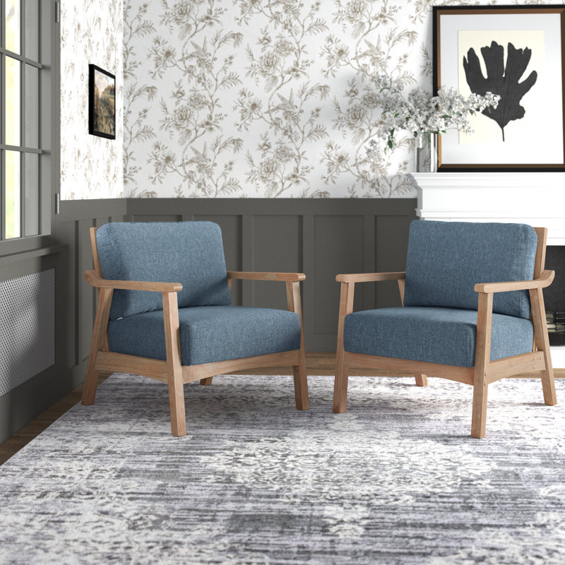 Fauteuil en polyester de 27 po Willbanks, Polyester bleu