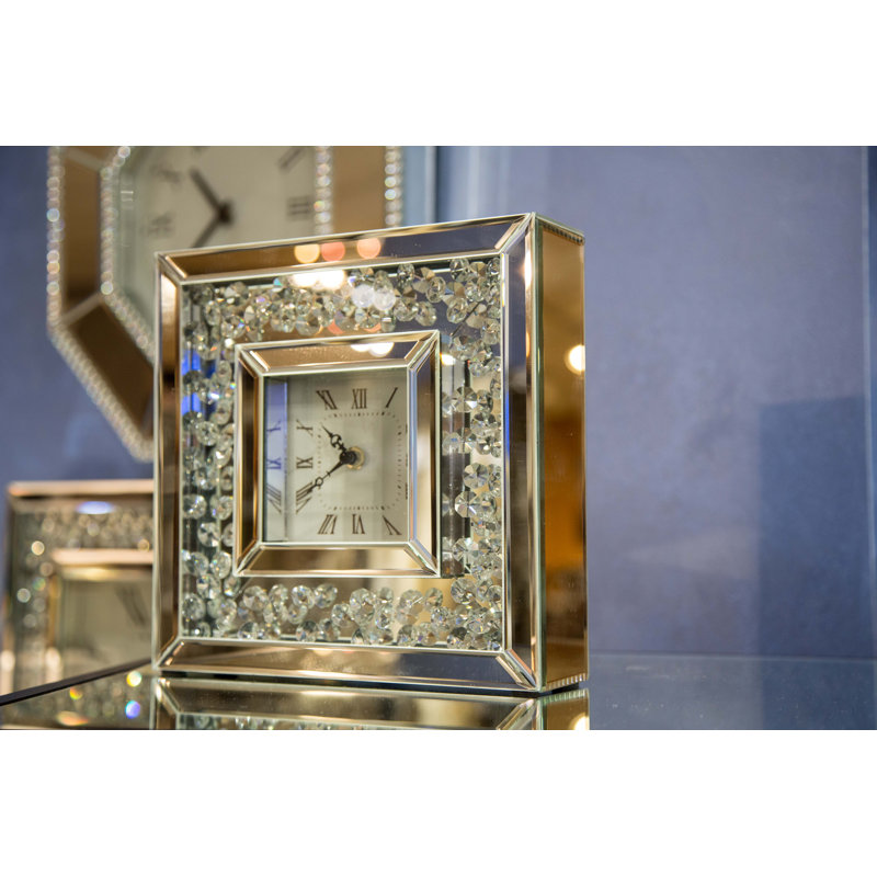 Crystal Reflections Table Clock Set