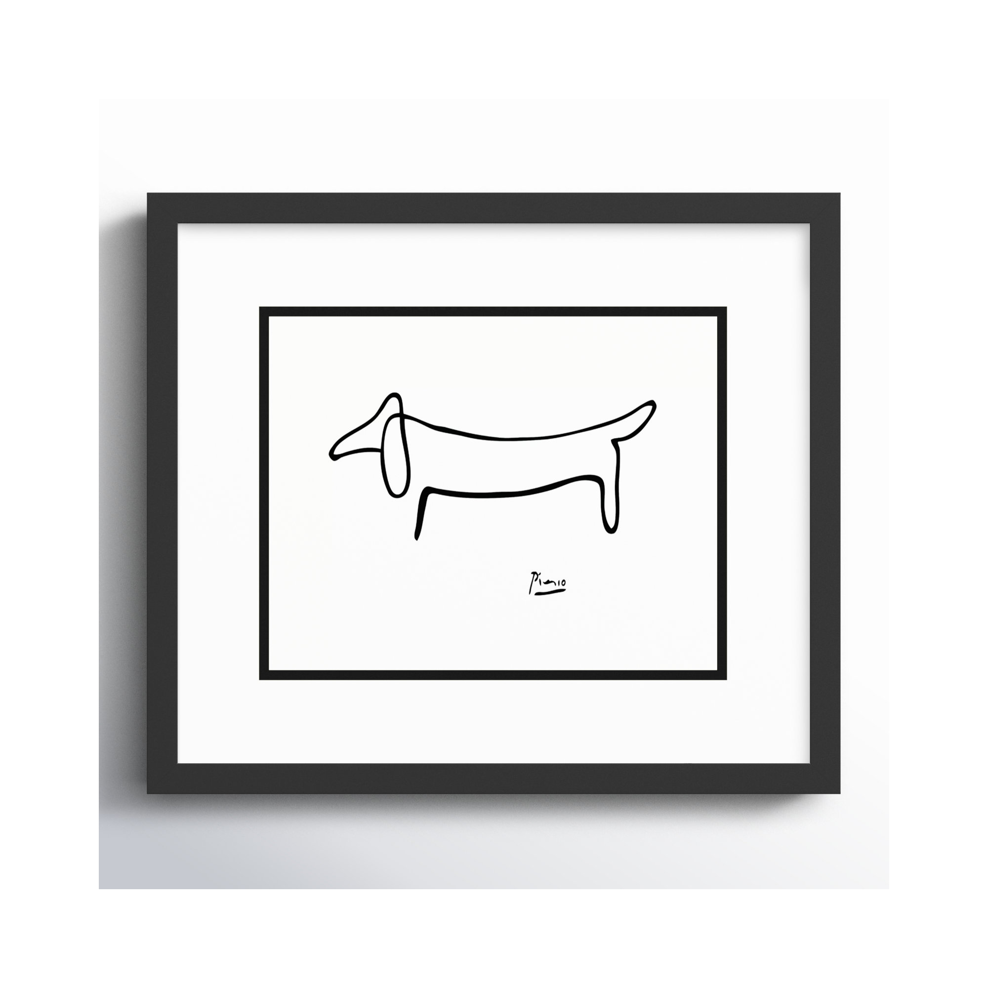 Le Chien (The Dog) by Pablo Picasso, 13.25" H x 15.25" W x 0.75" D, Matte Black