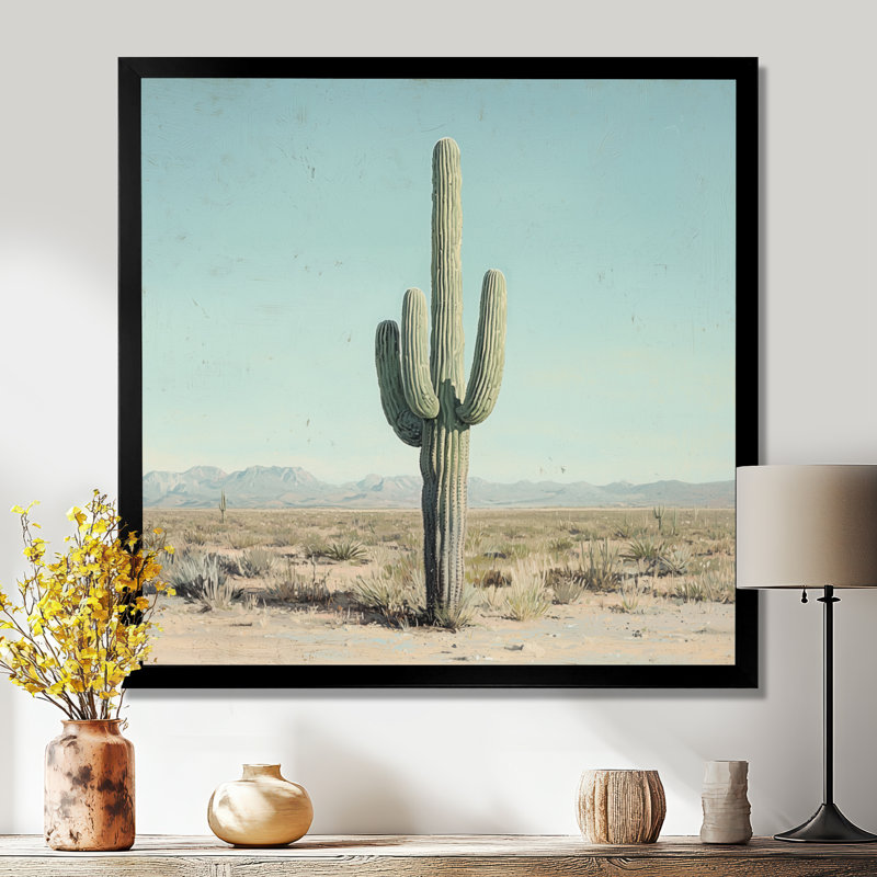 Cactus Saguaro et le ciel du désert I - art mural cactus, H 30 po x l 30 po, Reproduction encadrée d'une seule photo, Noir