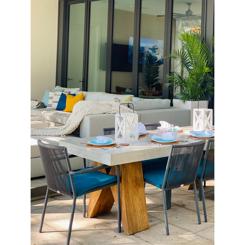 Perpetual Slate Gray 87" Handmade Wood & Concrete Dining Table