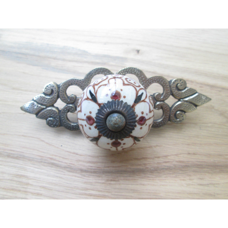 Feliz 40mm Diameter Round Knob, Multicolor/Antique Brass