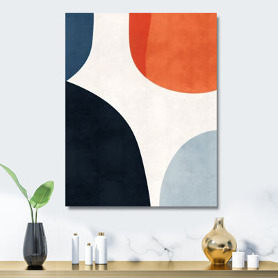 Motif bohème minimaliste bleu et orange 3 - Minimalisme, art mural en métal