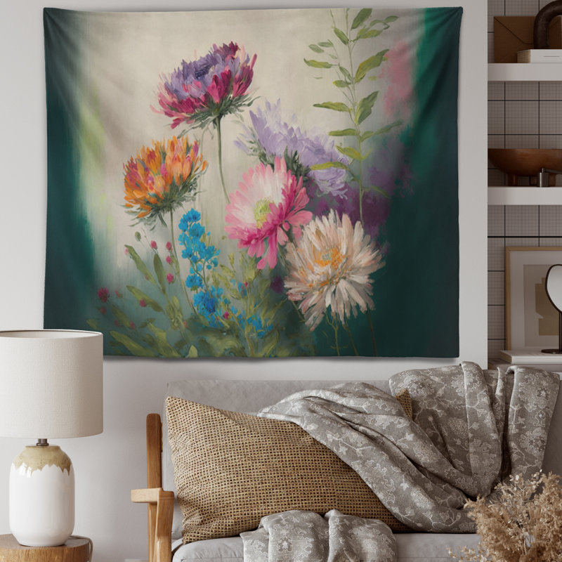 Tapisserie en polyester avec fleurs sauvages II, H 50 po x l 60 po