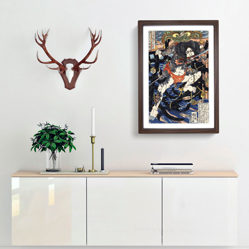 Rori Hakucho Chojun by Utagawa Kuniyoshi - Picture Frame Graphic Art Print, 50cm H x 35cm W x 2cm D, Walnut