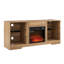 Meuble télé avec foyer électrique, 21 fonctions, chêne, compatible 62 po, support à température de flamme avec grand abri de rangement, l 58 po x P 15,5 po, H 24,4 po, réglable