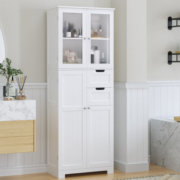 Lavish Home 3-Shelf Corner Storage Cabinet with Shutter Doors and Adjustable Shelves, White