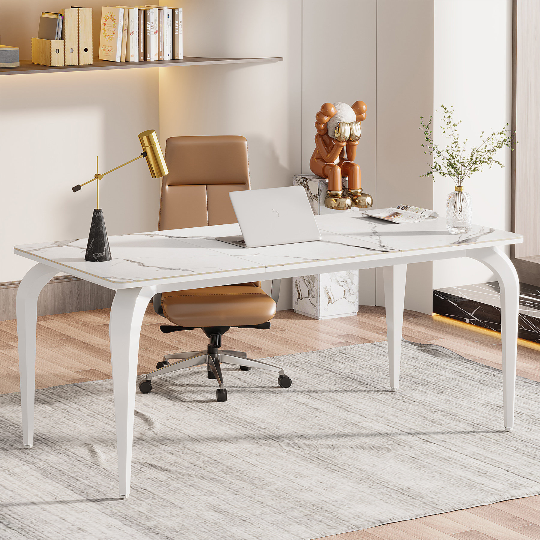 Hydle Desk Ebern Designs Color: Black/White