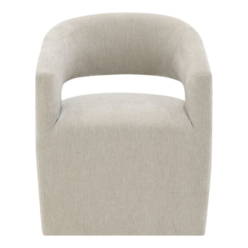 Roya Barrel-Back Dining Chair With Casters, Beige