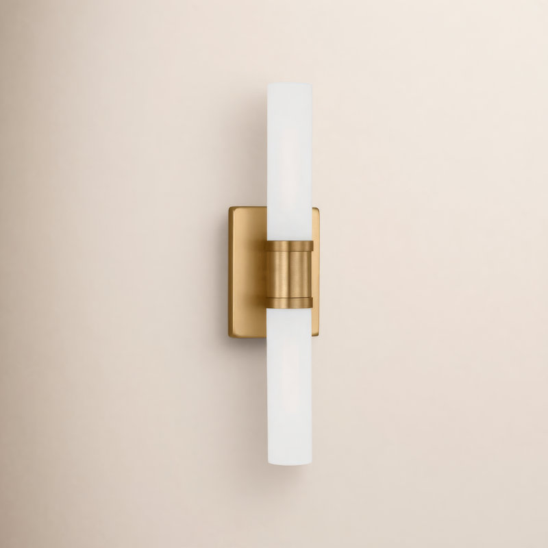 Medium Two Light Wall / Bath, Satin Brass, 60 W, 20" H x 5" W x 3.63" D
