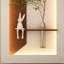 Décoration murale d'art 3D avec 3 lumières à DEL réglables, plantes simulées, vase en verre, statue de lapin et d'interface pour chambre à coucher faite à la main, facile à monter, sculpture, décoration, statue
