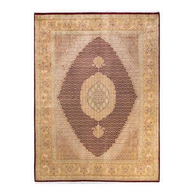Tapis traditionnel rouge en laine noué à la main 8 pi 0 po x 10 pi 5 po