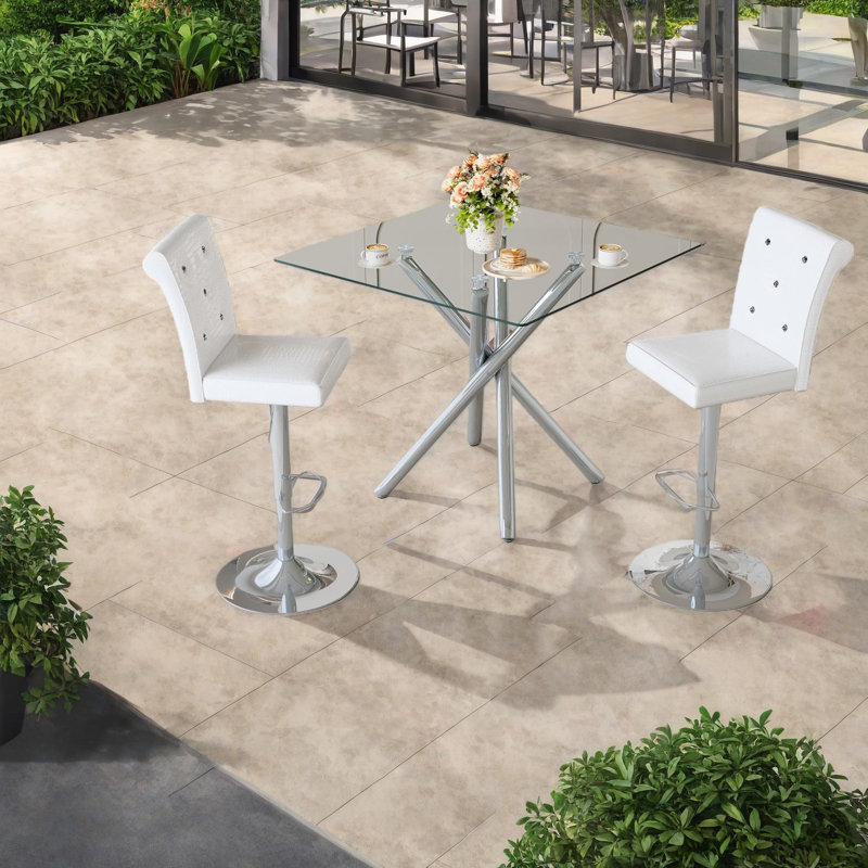 Ensembles de barre de patio réglables modernes, conception en métal chromé, compact pour bar à domicile