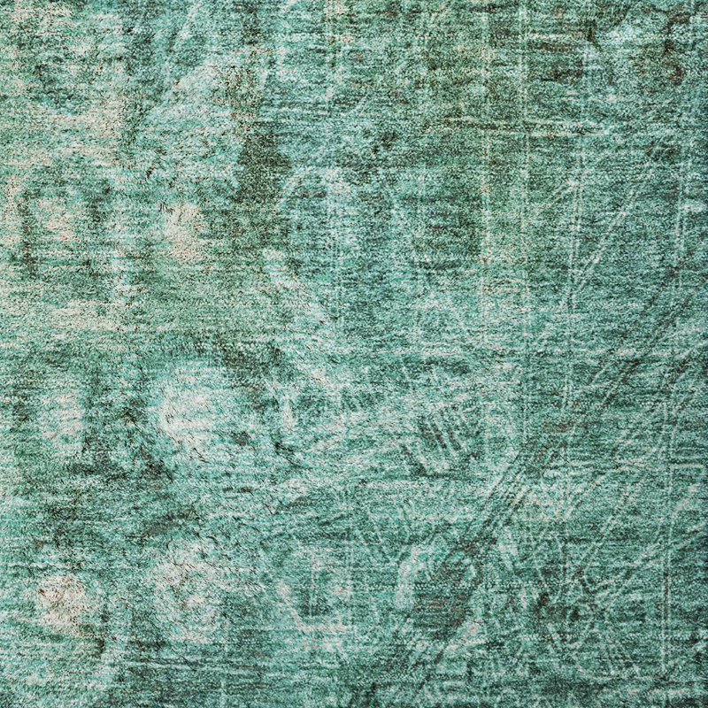 Tapis Ikat ADS577 de qualité supérieure lavable à la machine, Teal, 10 pi x 14 pi