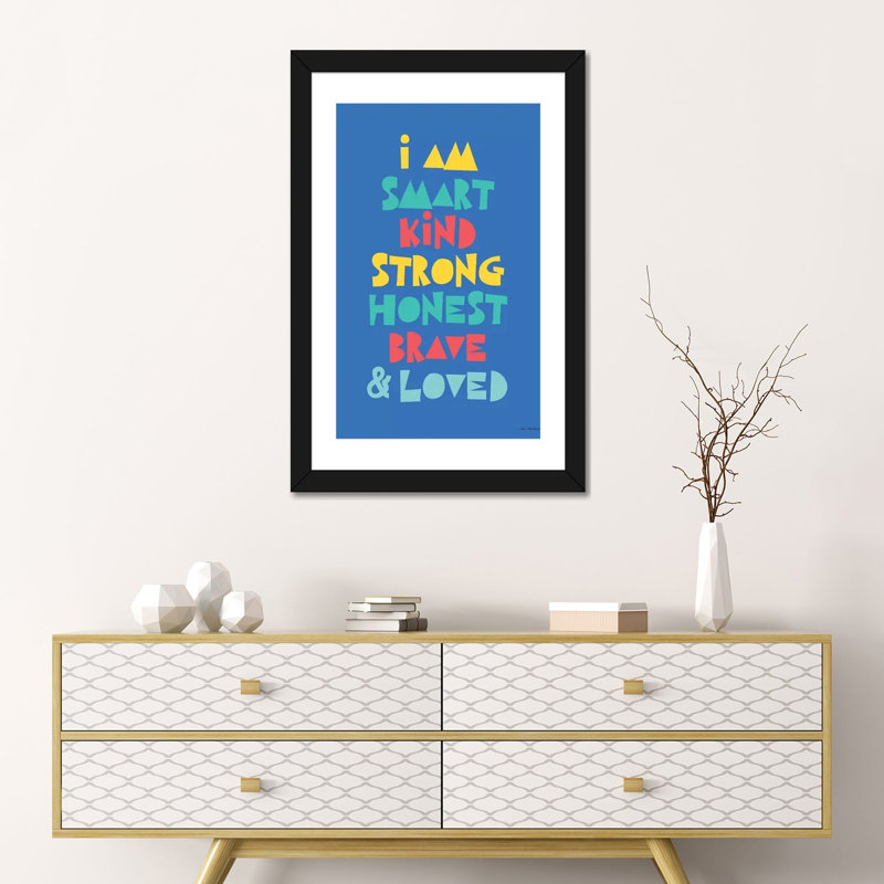«I Am Smart…» par Seven Trees Design - impression d'art textuel, Blanc, H 24 po x l 16 po x P 1 po, Papier encadré noir
