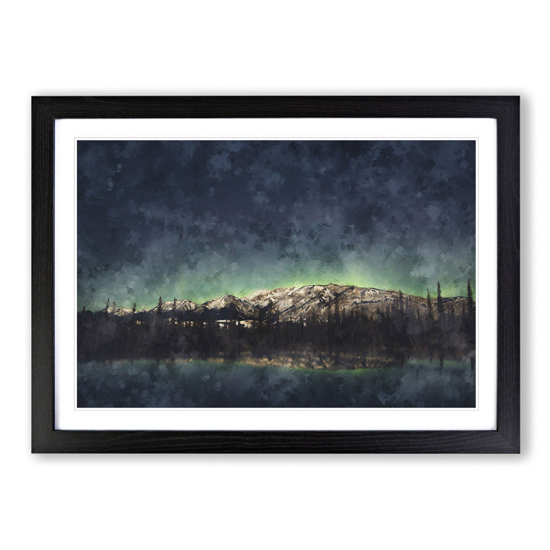 Northern Lights over in Canada - Picture Frame Graphic Art Print, 33cm H x 45cm W x 2cm D, Black Framed