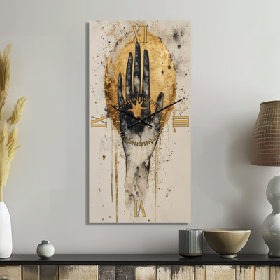 Celestial Hand of Wonder II - Boho Silent Metal Wall Clock, Printed on Metal