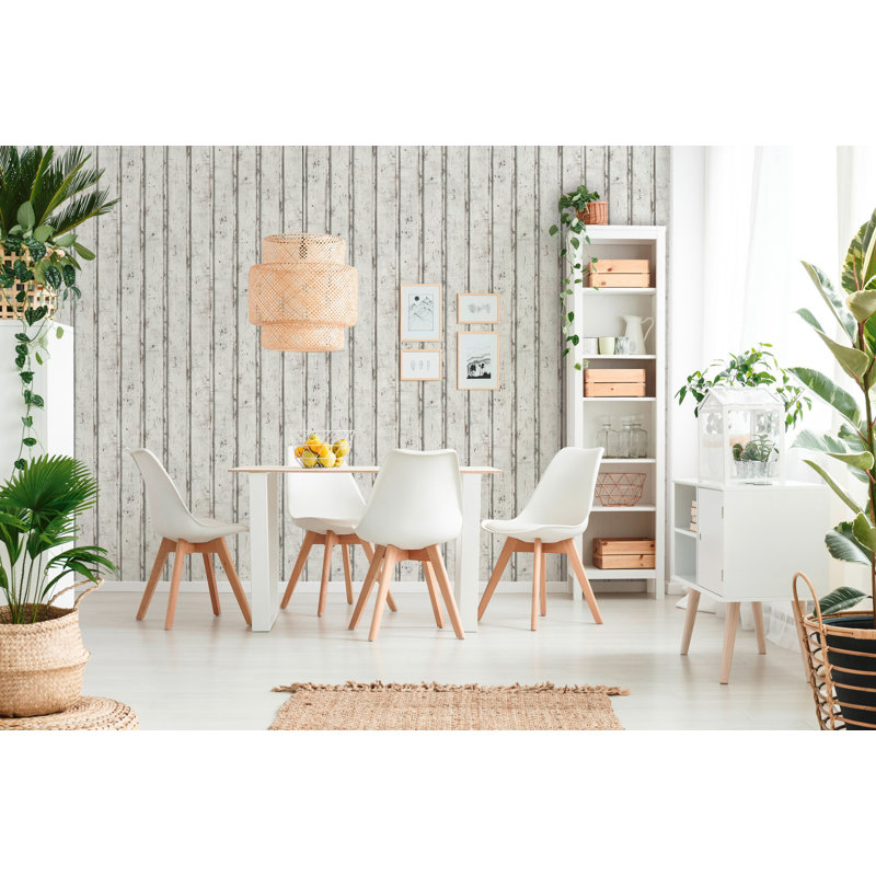 Woods and Wicker Collection Whitewash Dual Stripe Wood Effect Wallpaper Roll