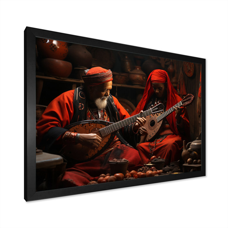 " Egypt Ancient Rhythms ", Black Picture Framed, 16" H x 32" W x 1" D