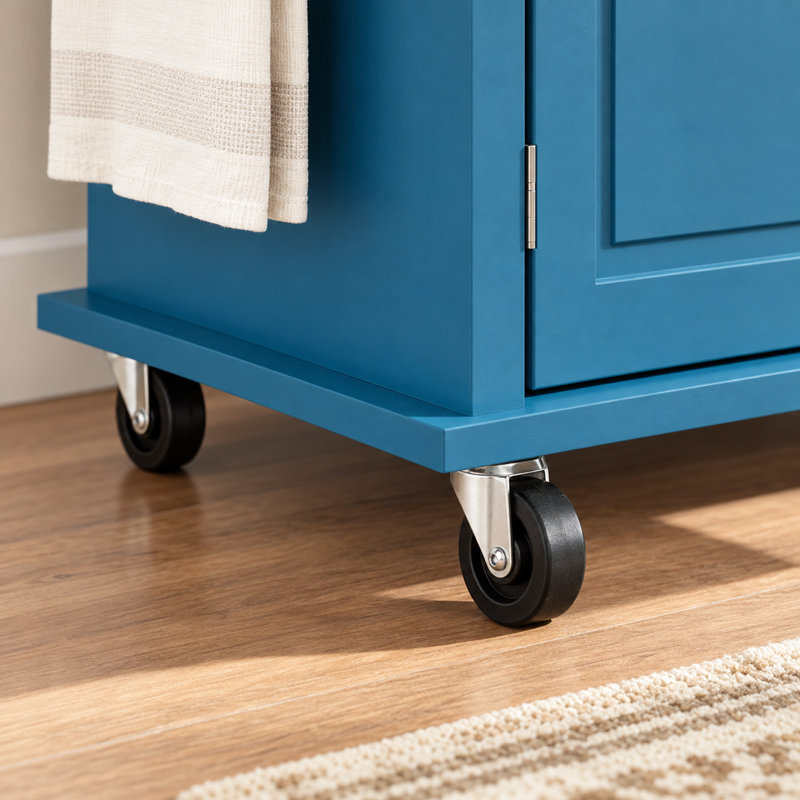 Chariot de cuisine avec deux armoires, tablettes réglables et roulettes pivotantes