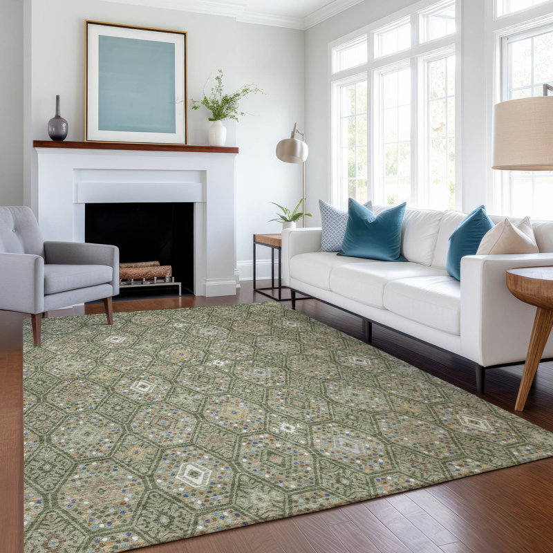Machine Washable Indoor/Outdoor Chantille ACN2471 Global Rug, 9' x 12', Sage