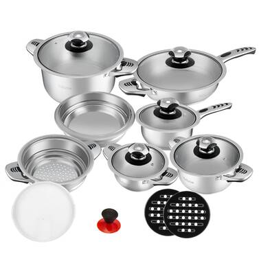 Korkmaz A2657 Cooking Set 7 Pieces, Pot, Easy to Clean, Scratch Resistant