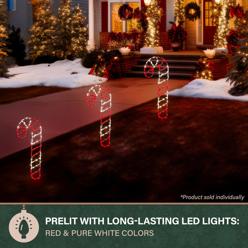 Giant Red and White LED Candy Cane Outdoor Light