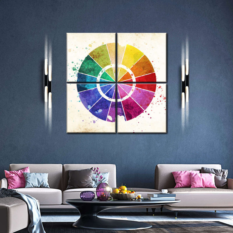 Basic Color Wheel - impression sur toile tendue de 4 pièces, H 18 po x l 18 po x P 1 po