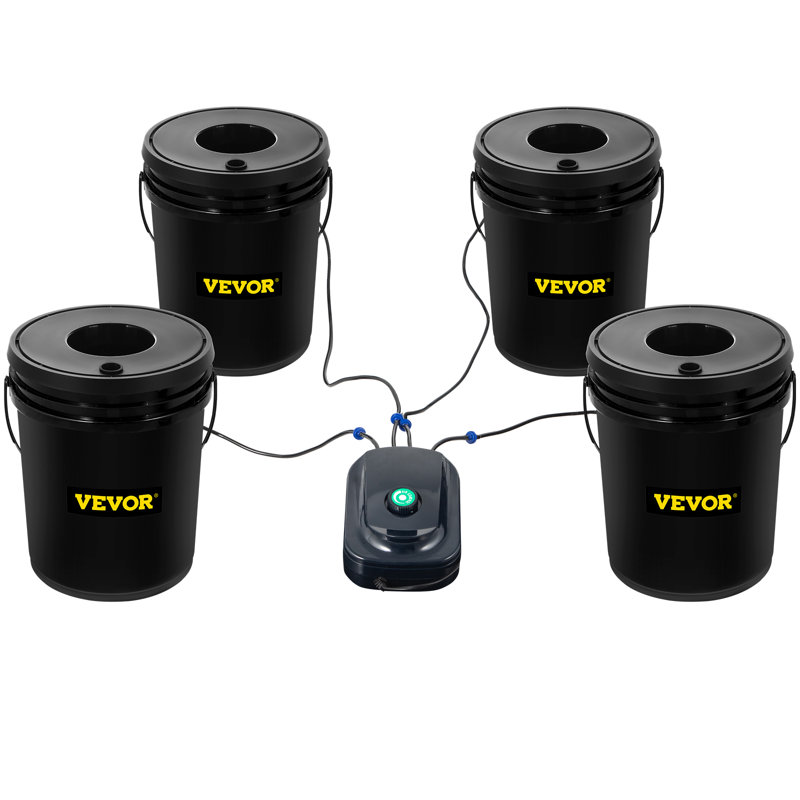Black 5 Gallon 4-Bucket Hydroponic System for Indoor/Outdoor Use