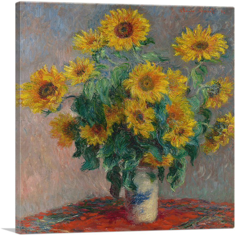 «Bouquet of Sunflowers 1881» par Claude Monet, reproduction d'art sur toile tendue, H 26 po x l 26 po x P 1,5 po