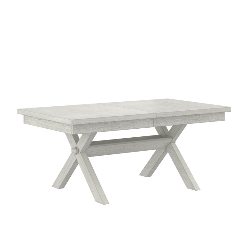 Extendable Dining Table For 6-10 People, 90"  Modern Solid Rubberwood Rectangular Dinner Kitchen Table With Wood X-Shape Leg Base For Dining Room, Living Room