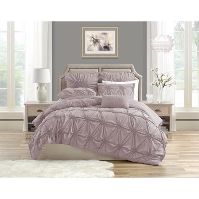 Floral Ruched Microfiber Duvet Cover Set