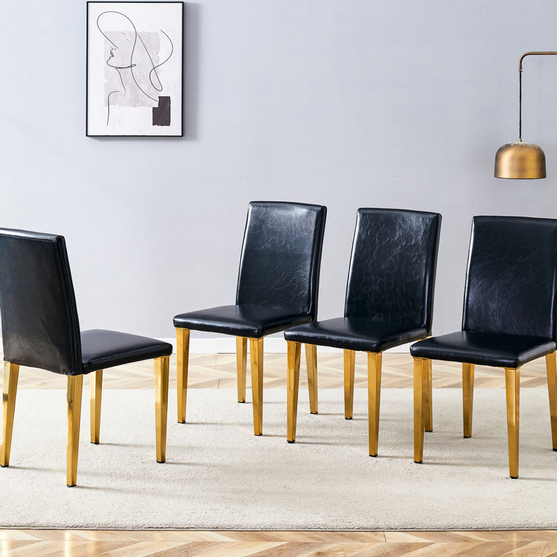 4 chaises de salle à manger en polyuréthane gris, Gris clair