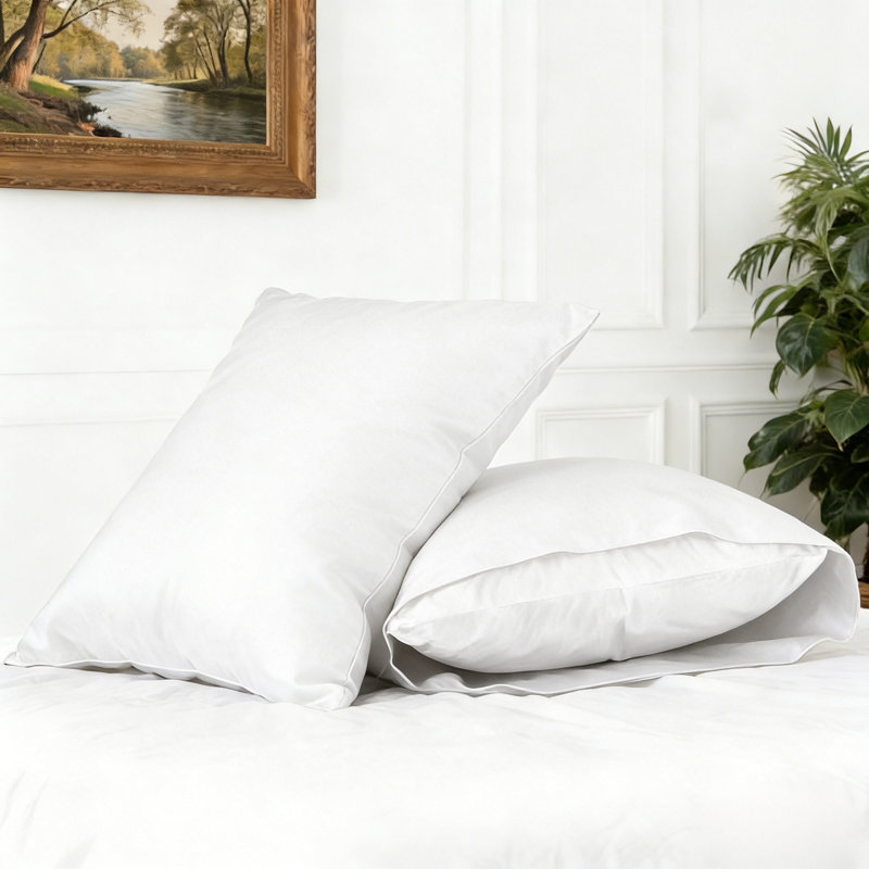 Ensemble de taies d'oreiller en satin de coton 220 fils à densité de tissage 220 - Basics by Wayfair ™, Blanc