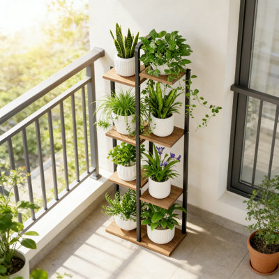 7 Tier Tall Plant Stand For Indoor Plants - 50 Inch Metal Corner Shelf For Multiple Flower Pots - Space Saving Living Room Home Decor And Gardening Display