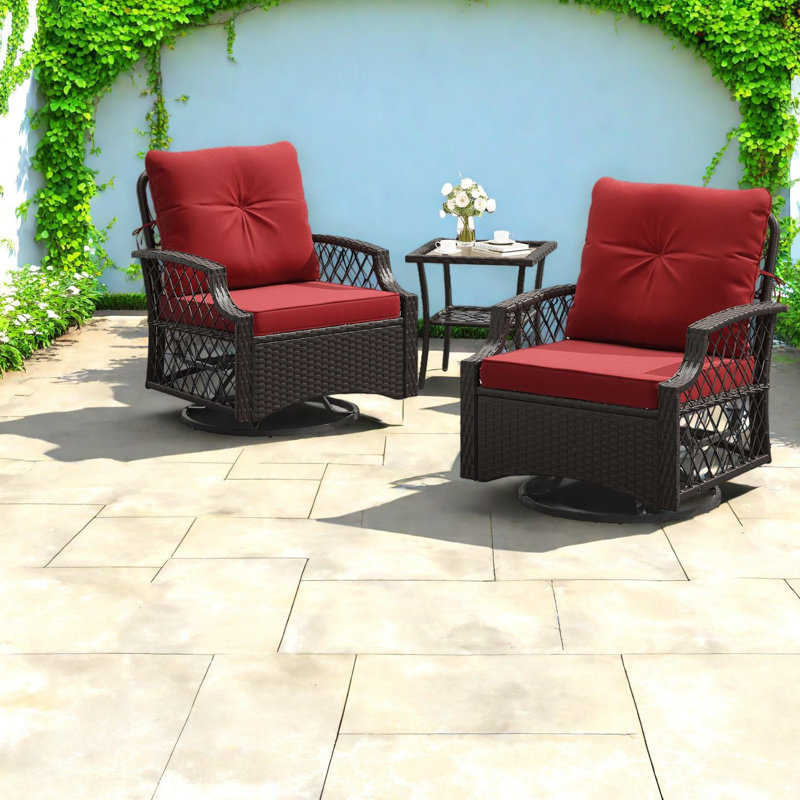 Patio Dining Sets 3 Piece Wicker Swivel Glider Modern Porch Bistro