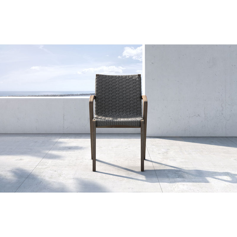 Verge Outdoor Dining Armchair, Shades of Gray Cord and Distressed Eucalyptus