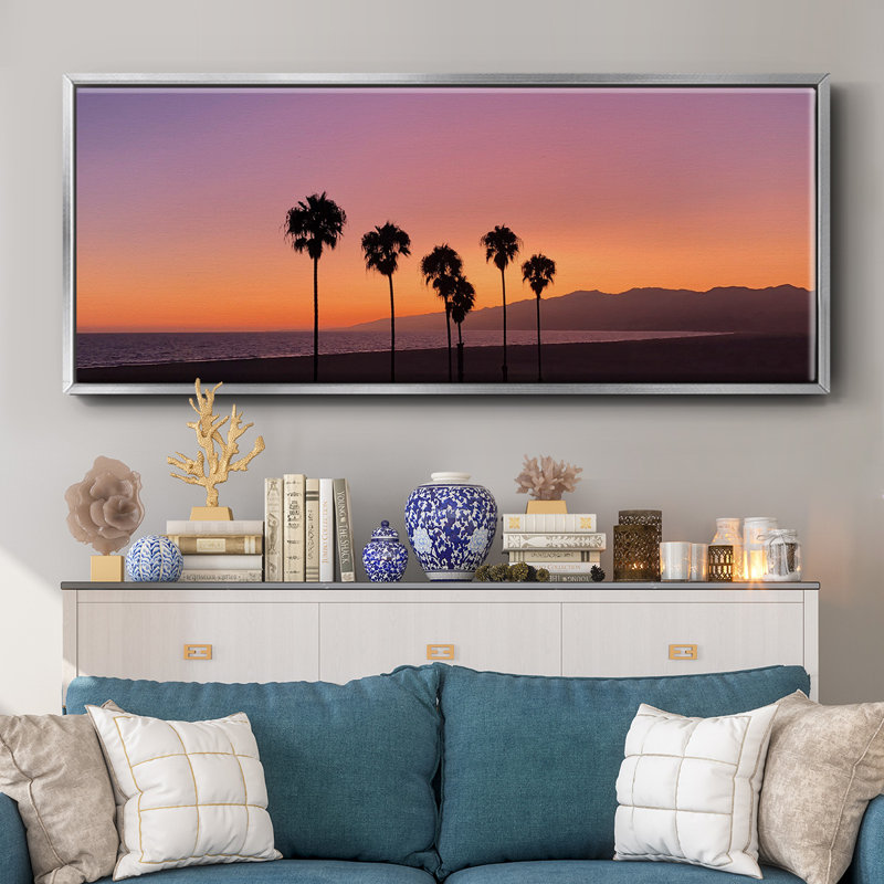 Coucher de soleil de Santa Monica - toile encadrée, H 12 po x l 30 po