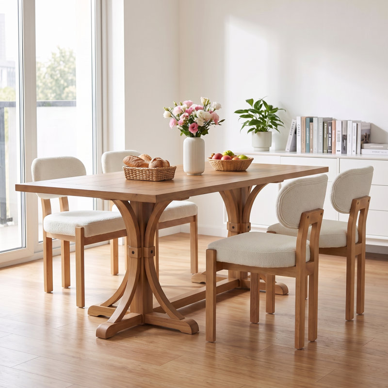 Ensemble de salle à manger 5 pièces Modern, 5 Pieces: Table, 4 Chairs, Beige