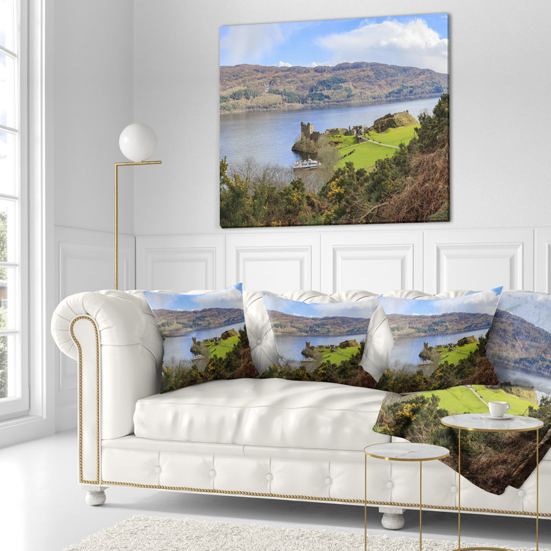 Coussin Lago Ness and Urquhart Castle, 18 po x 18 po, Coussin décoratif