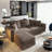 Plush Corduroy 3-Seat Sofa with Soft Pillows and 1 Ottoman-1810310981