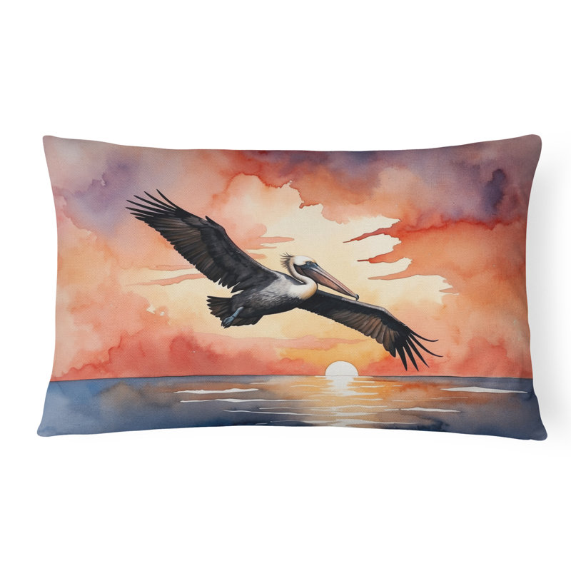 Coussin Pelican Fiery Sunset, Rectangle H 12 po x l 16 po
