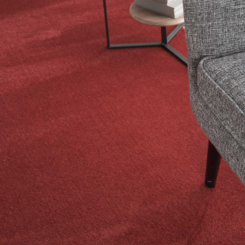 Mullican Sandy Solid Red Easy Care Indoor/Outdoor Area Rug, Round 8'