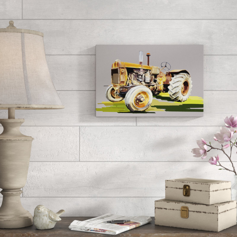 «Vintage Tractor IV», peinture sur toile, H 12 po x l 18 po