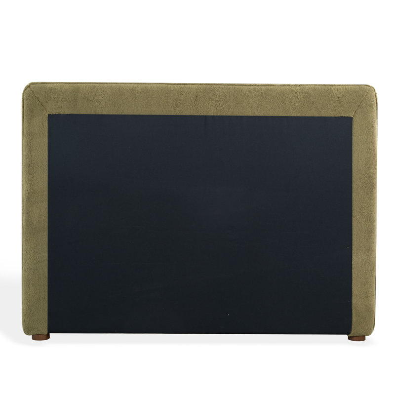 Callahan Upholstered Bed, Olive Green Faux Sherpa, Full / Double