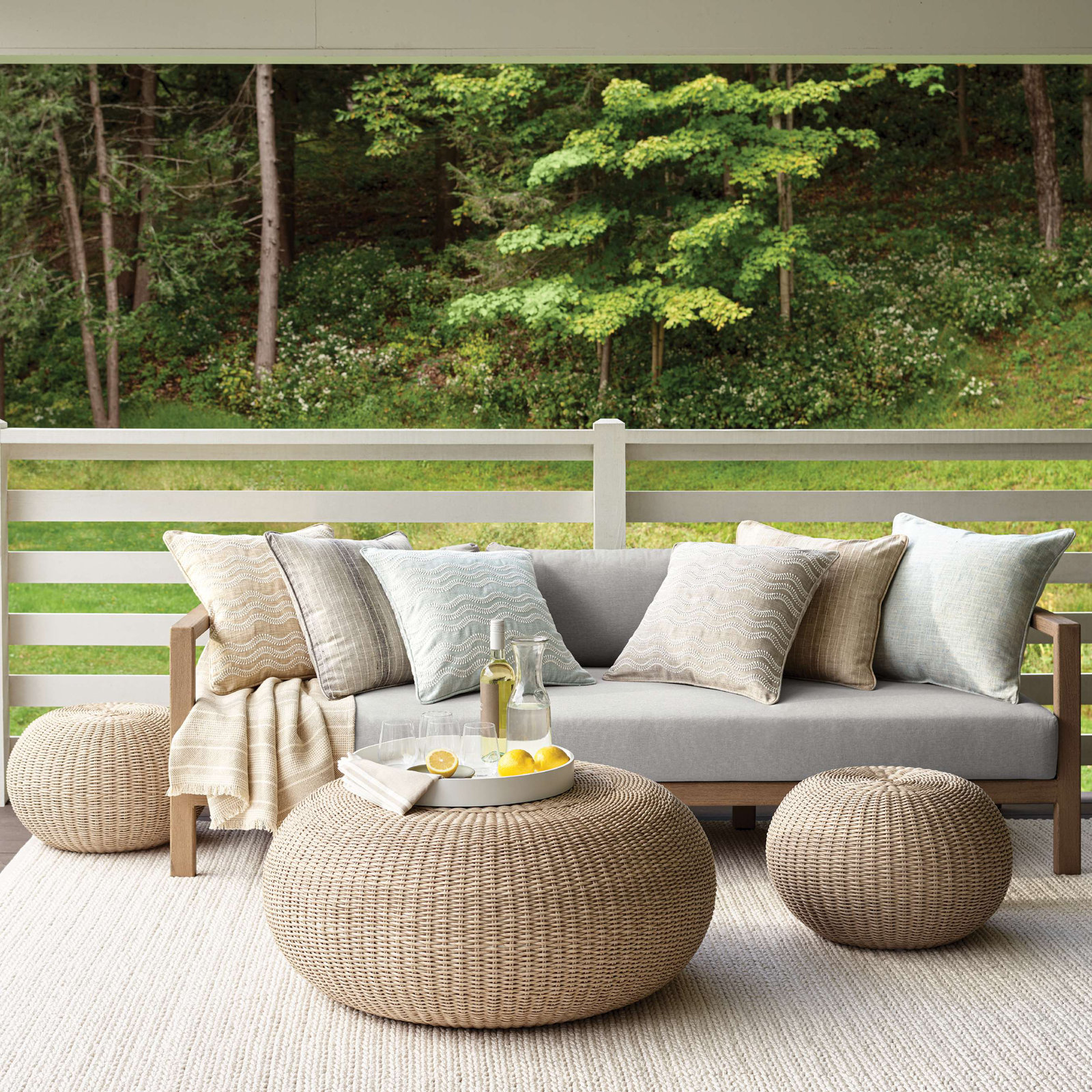 Scout Embroidered Indoor/Outdoor Pillow Cover, Gray