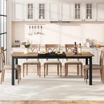 Table de cuisine 78,7 pouces pour 6-8 personnes avec structure en métal robuste (sans chaise)